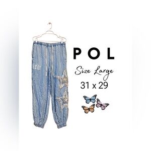 POL Light Blue Embellished Track Pants
